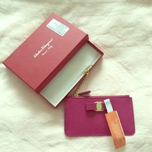 Ferragamo Vara Coin Purse in Sangria